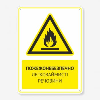 Табличка "Пожежонебезпечно легкозаймисті речовини" TTPP-0001