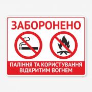 Табличка "Заборонено паління та користування вогнем" TIK-0011