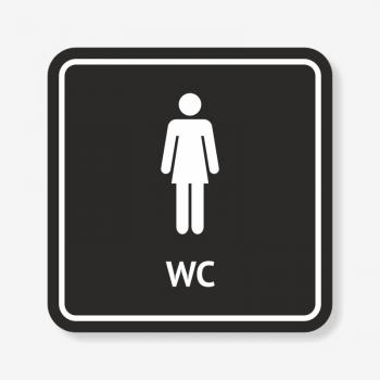 Табличка на жіночий туалет чорна TNT-0003
