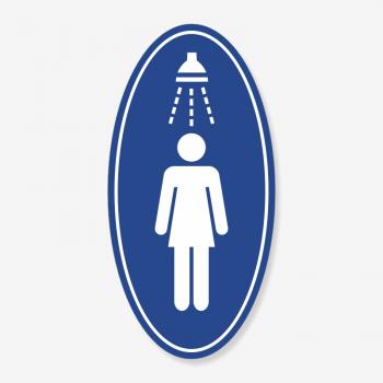 Табличка овальна жіночий душ синя TNT-0026