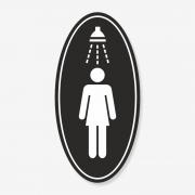 Табличка овальна жіночий душ чорна TNT-0027