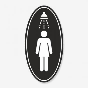 Табличка овальна жіночий душ чорна TNT-0027