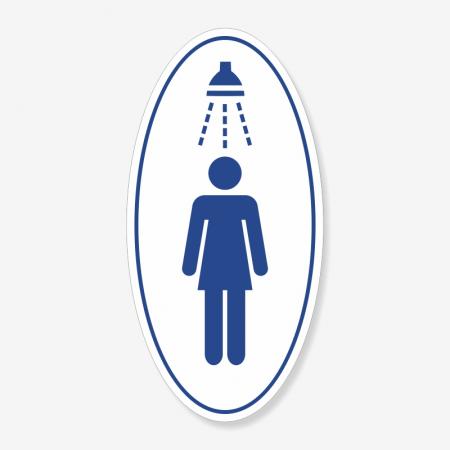 Табличка овальна жіночий душ біла TNT-0028