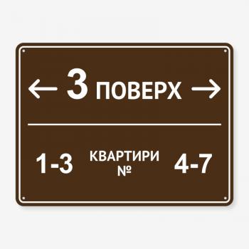 Табличка коричнева "Номер поверху та напрямки квартир" TON-0039