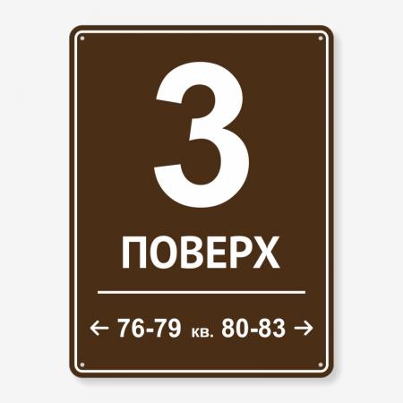 Табличка коричнева "Номер поверху та квартир" TON-0051